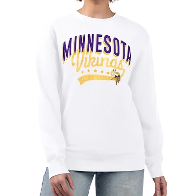Women's G-III 4Her by Carl Banks  White Minnesota Vikings Filigree Logo Graphic Fleece Pullover Sweatshirt