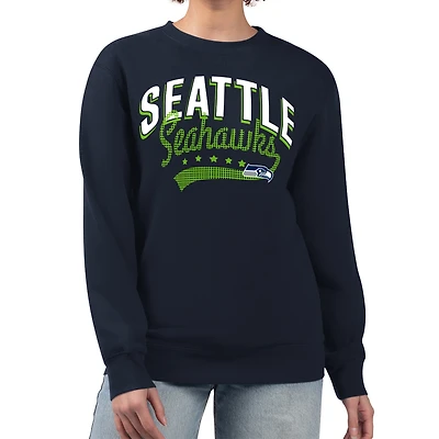 Women's G-III 4Her by Carl Banks  College Navy Seattle Seahawks Filigree Logo Graphic Fleece Pullover Sweatshirt