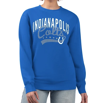 Women's G-III 4Her by Carl Banks  Royal Indianapolis Colts Filigree Logo Graphic Fleece Pullover Sweatshirt
