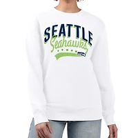 Women's G-III 4Her by Carl Banks  White Seattle Seahawks Filigree Logo Graphic Fleece Pullover Sweatshirt