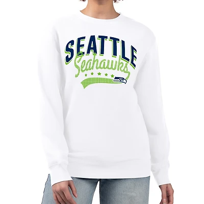 Women's G-III 4Her by Carl Banks  White Seattle Seahawks Filigree Logo Graphic Fleece Pullover Sweatshirt