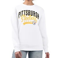 Women's G-III 4Her by Carl Banks  White Pittsburgh Steelers Filigree Logo Graphic Fleece Pullover Sweatshirt
