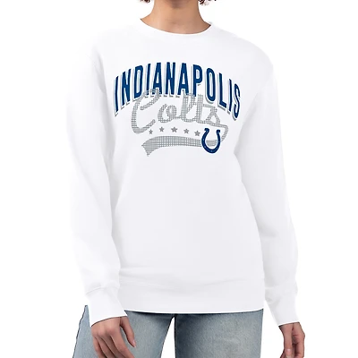 Women's G-III 4Her by Carl Banks  White Indianapolis Colts Filigree Logo Graphic Fleece Pullover Sweatshirt