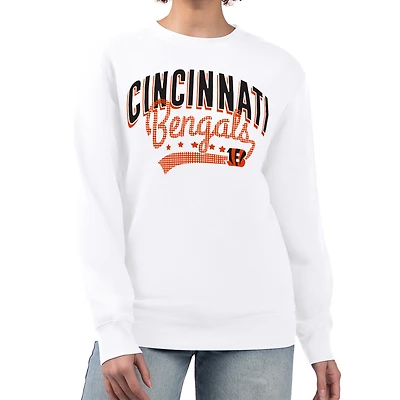 Women's G-III 4Her by Carl Banks  White Cincinnati Bengals Filigree Logo Graphic Fleece Pullover Sweatshirt