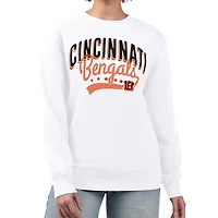 Women's G-III 4Her by Carl Banks  White Cincinnati Bengals Filigree Logo Graphic Fleece Pullover Sweatshirt