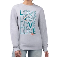 Women's G-III 4Her by Carl Banks  Heather Gray Miami Dolphins Lots of Love Graphic Fleece Pullover Sweatshirt