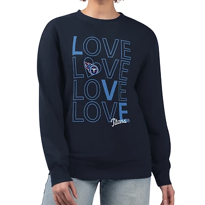 Women's G-III 4Her by Carl Banks  Navy Tennessee Titans Lots of Love Graphic Fleece Pullover Sweatshirt