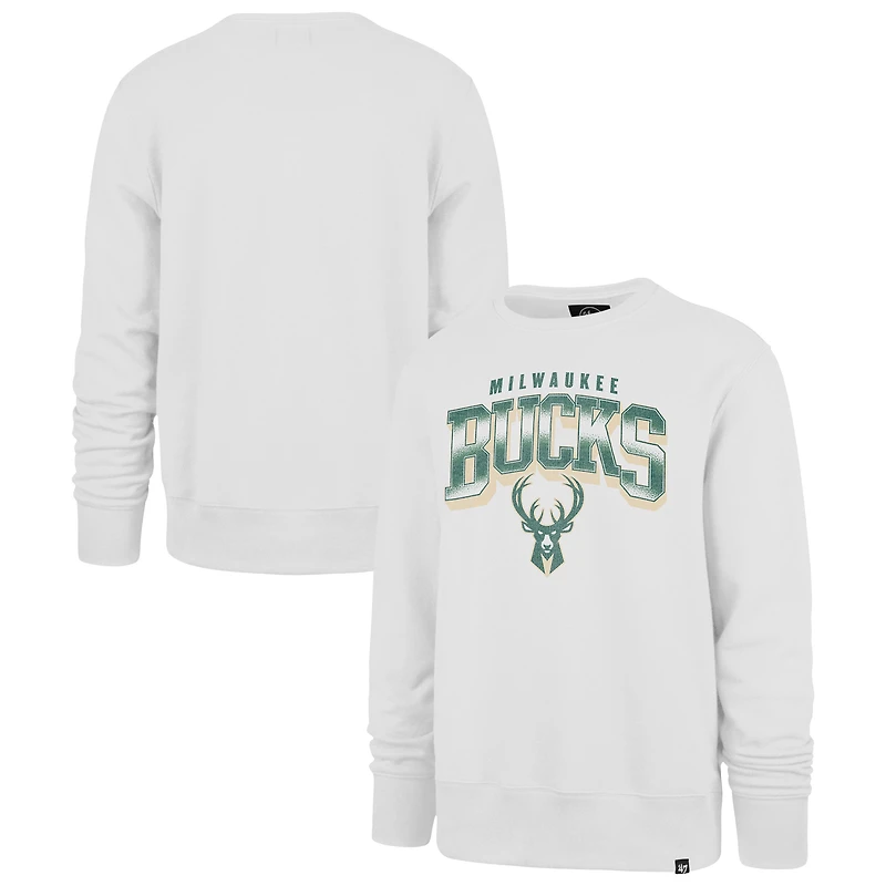 Men's '47 White Milwaukee Bucks Spotlight Headline Pullover Sweatshirt