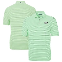 Men's Cutter & Buck  Kelly Green North Dakota Virtue Eco Pique Stripe Recycled Polo