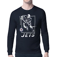 Men's Starter Navy Winnipeg Jets Player Grid Long Sleeve T-Shirt