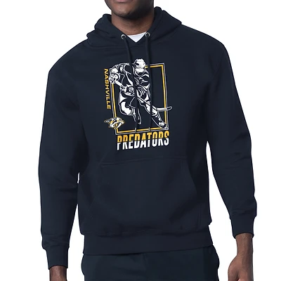 Men's Starter Navy Nashville Predators Player Grid Fleece Pullover Hoodie