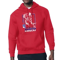 Men's Starter Red New York Rangers Player Grid Fleece Pullover Hoodie