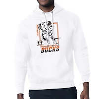 Men's Starter White Anaheim Ducks Player Grid Fleece Pullover Hoodie