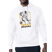 Men's Starter White Boston Bruins Player Grid Fleece Pullover Hoodie