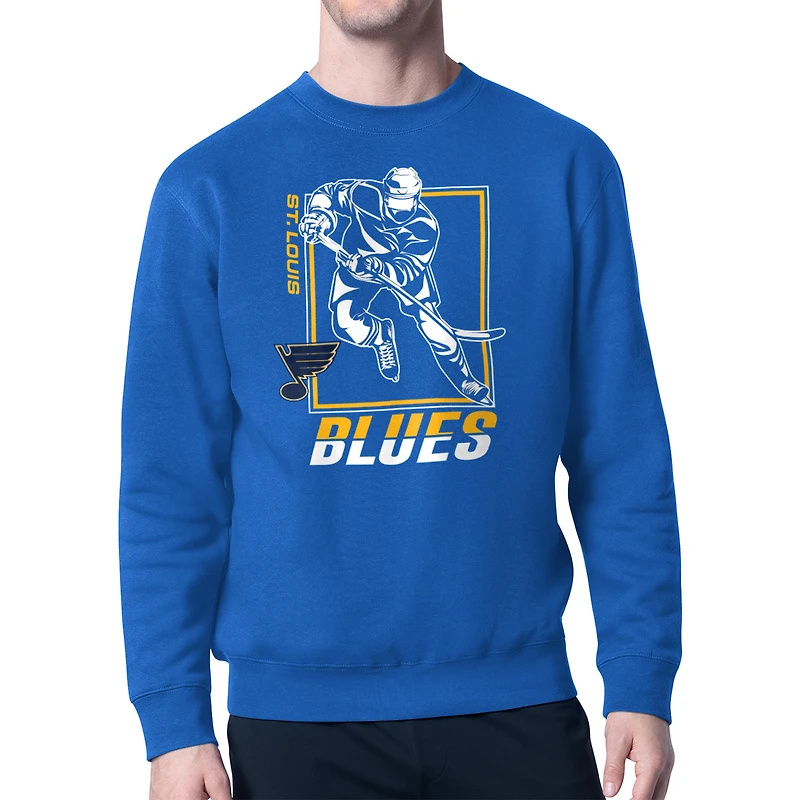 Men's Starter Blue St. Louis Blues Player Grid Fleece Pullover Sweatshirt
