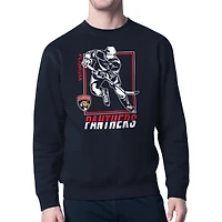 Men's Starter Navy Florida Panthers Player Grid Fleece Pullover Sweatshirt