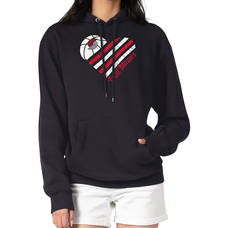 Women's G-III 4Her by Carl Banks  Black Portland Trail Blazers  Heart Pullover Hoodie