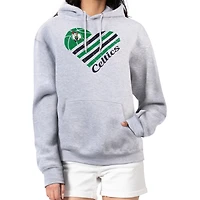 Women's G-III 4Her by Carl Banks  Heather Gray Boston Celtics Heart Pullover Hoodie