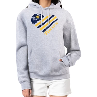 Women's G-III 4Her by Carl Banks  Heather Gray Indiana Pacers Heart Pullover Hoodie