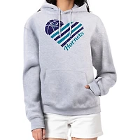 Women's G-III 4Her by Carl Banks  Heather Gray Charlotte Hornets Heart Pullover Hoodie