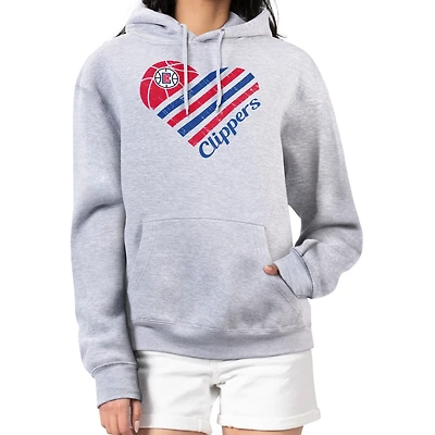 Women's G-III 4Her by Carl Banks  Heather Gray LA Clippers Heart Pullover Hoodie
