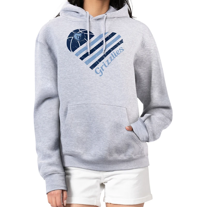 Women's G-III 4Her by Carl Banks  Heather Gray Memphis Grizzlies Heart Pullover Hoodie