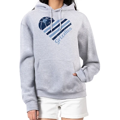 Women's G-III 4Her by Carl Banks  Heather Gray Memphis Grizzlies Heart Pullover Hoodie