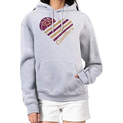 Women's G-III 4Her by Carl Banks  Heather Gray Cleveland Cavaliers Heart Pullover Hoodie