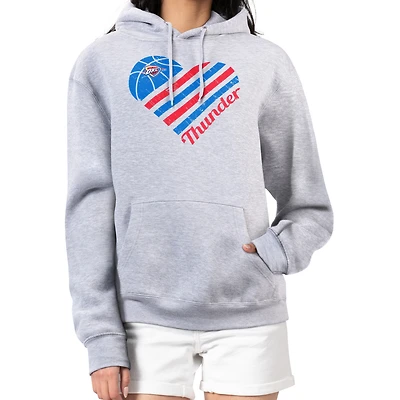 Women's G-III 4Her by Carl Banks  Heather Gray Oklahoma City Thunder Heart Pullover Hoodie
