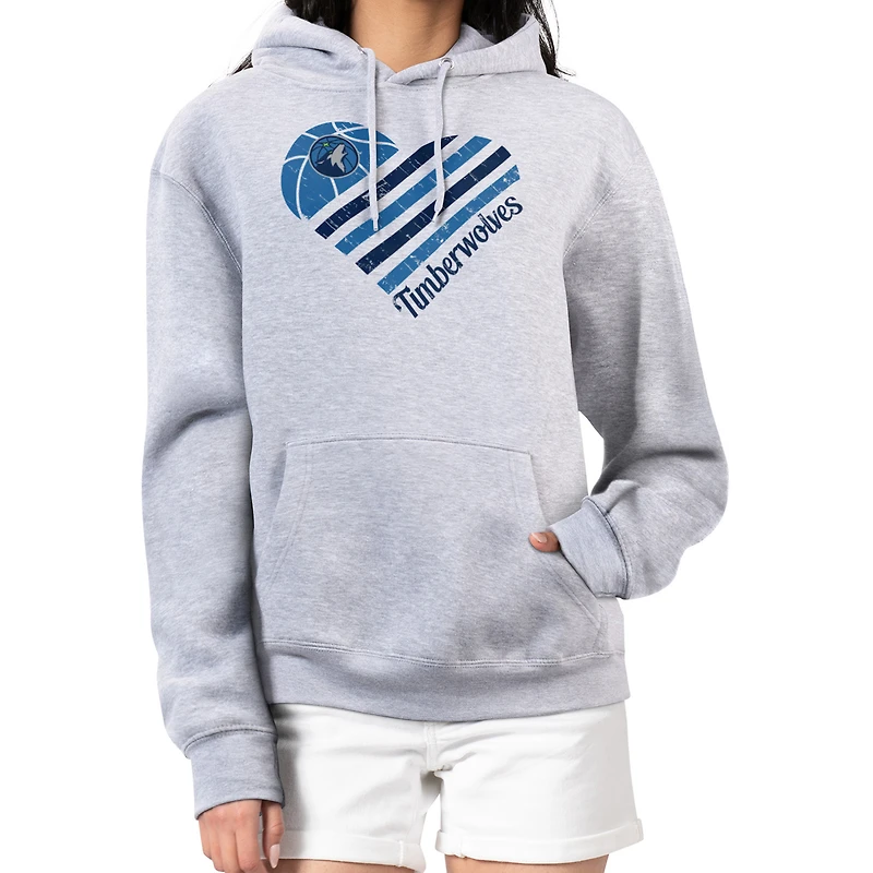 Women's G-III 4Her by Carl Banks Heather Gray Minnesota Timberwolves Heart Pullover Hoodie
