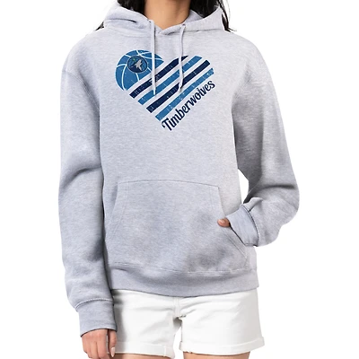 Women's G-III 4Her by Carl Banks  Heather Gray Minnesota Timberwolves Heart Pullover Hoodie
