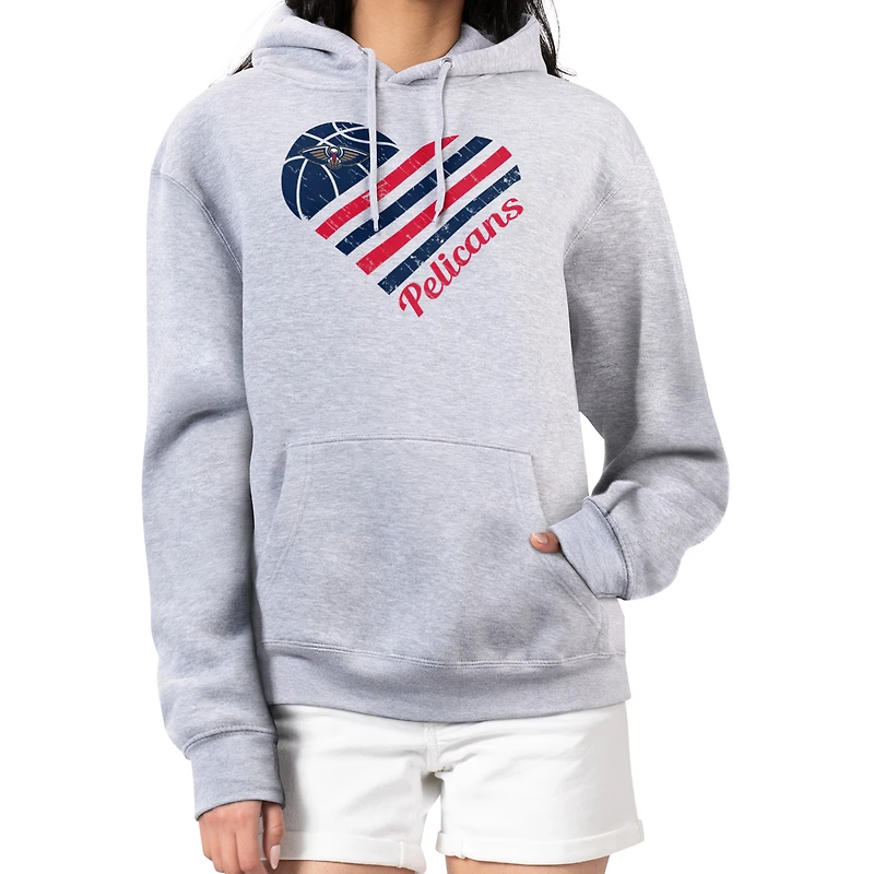 Women's G-III 4Her by Carl Banks  Heather Gray New Orleans Pelicans Heart Pullover Hoodie