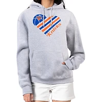 Women's G-III 4Her by Carl Banks  Heather Gray New York Knicks Heart Pullover Hoodie