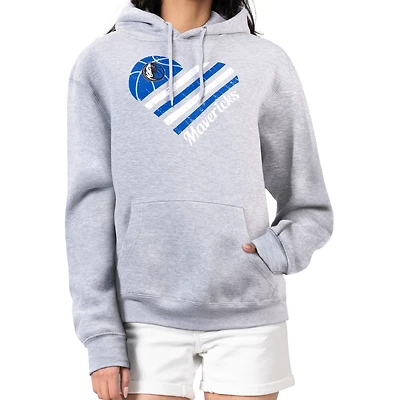 Women's G-III 4Her by Carl Banks  Heather Gray Dallas Mavericks Heart Pullover Hoodie