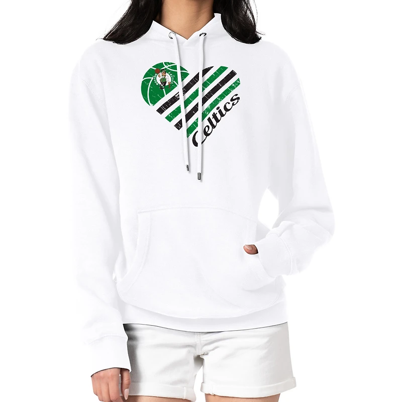Women's G-III 4Her by Carl Banks White Boston Celtics Heart Pullover Hoodie