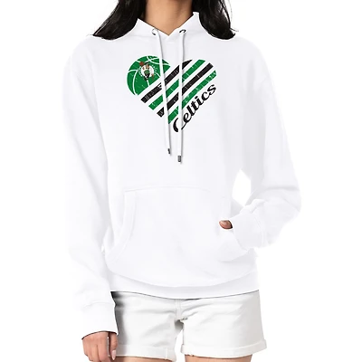 Women's G-III 4Her by Carl Banks  White Boston Celtics Heart Pullover Hoodie