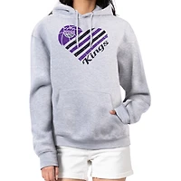 Women's G-III 4Her by Carl Banks  Heather Gray Sacramento Kings Heart Pullover Hoodie