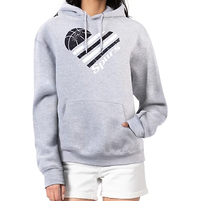 Women's G-III 4Her by Carl Banks  Heather Gray San Antonio Spurs Heart Pullover Hoodie