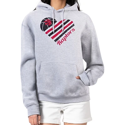 Women's G-III 4Her by Carl Banks  Heather Gray Toronto Raptors Heart Pullover Hoodie