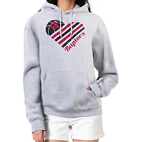 Women's G-III 4Her by Carl Banks  Heather Gray Toronto Raptors Heart Pullover Hoodie