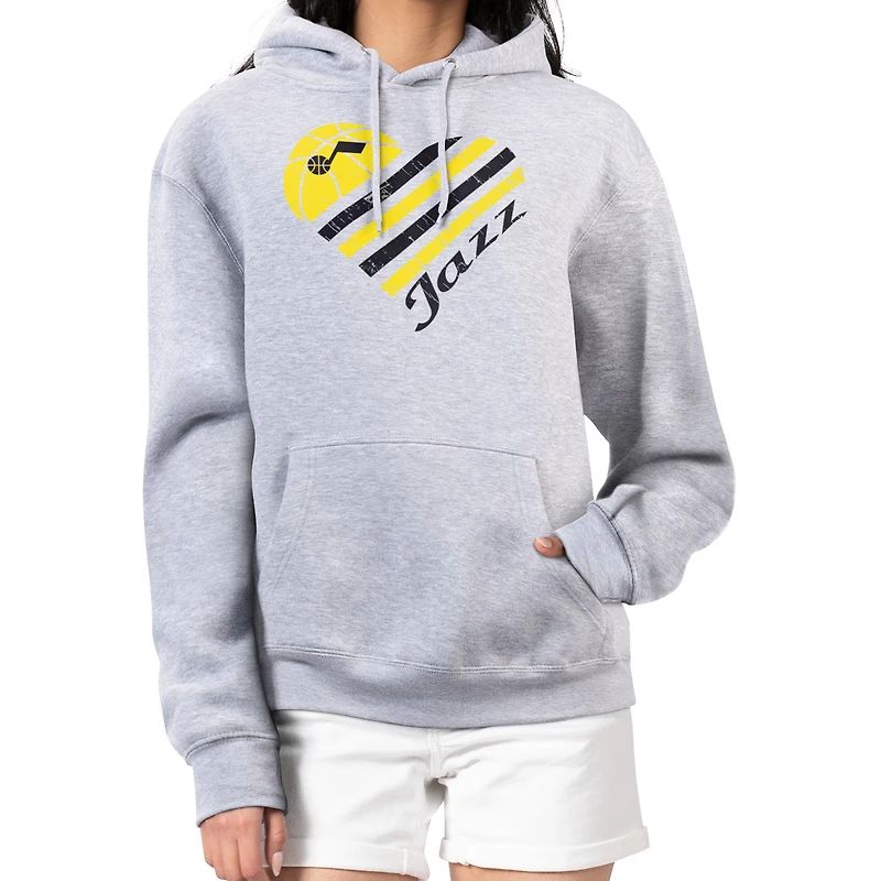 Women's G-III 4Her by Carl Banks  Heather Gray Utah Jazz Heart Pullover Hoodie
