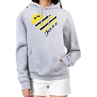 Women's G-III 4Her by Carl Banks  Heather Gray Utah Jazz Heart Pullover Hoodie