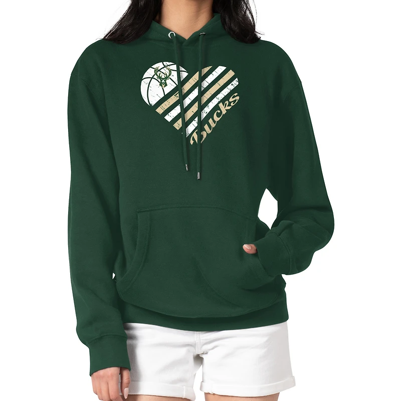 Women's G-III 4Her by Carl Banks Milwaukee Bucks Heart Pullover Hoodie