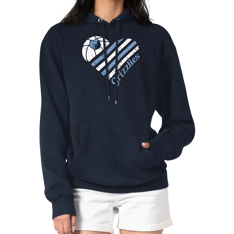 Women's G-III 4Her by Carl Banks  Navy Memphis Grizzlies Heart Pullover Hoodie