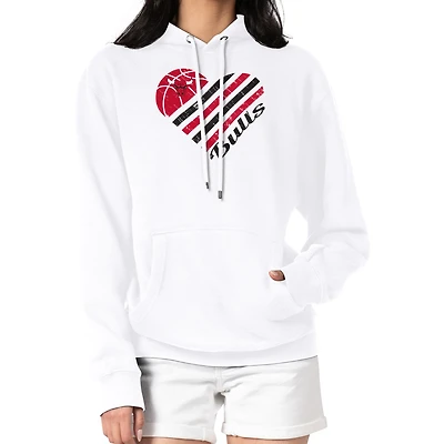 Women's G-III 4Her by Carl Banks  White Chicago Bulls Heart Pullover Hoodie