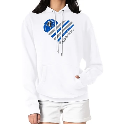 Women's G-III 4Her by Carl Banks  White Dallas Mavericks Heart Pullover Hoodie