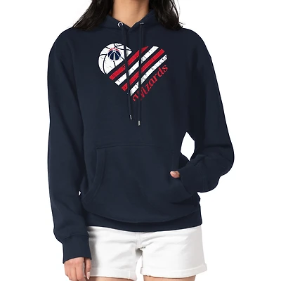 Women's G-III 4Her by Carl Banks  Navy Washington Wizards Heart Pullover Hoodie