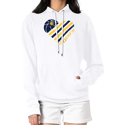 Women's G-III 4Her by Carl Banks  White Indiana Pacers Heart Pullover Hoodie