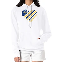 Women's G-III 4Her by Carl Banks  White Golden State Warriors Heart Pullover Hoodie
