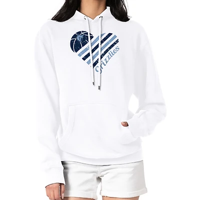 Women's G-III 4Her by Carl Banks  White Memphis Grizzlies Heart Pullover Hoodie